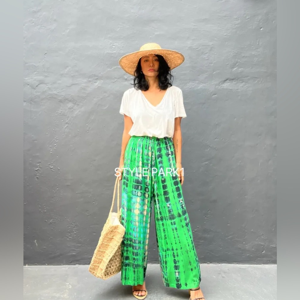 Style Park 1 Green Pants Resortwear‎ Beach Wide Legged Bohemian Pants Indonesia